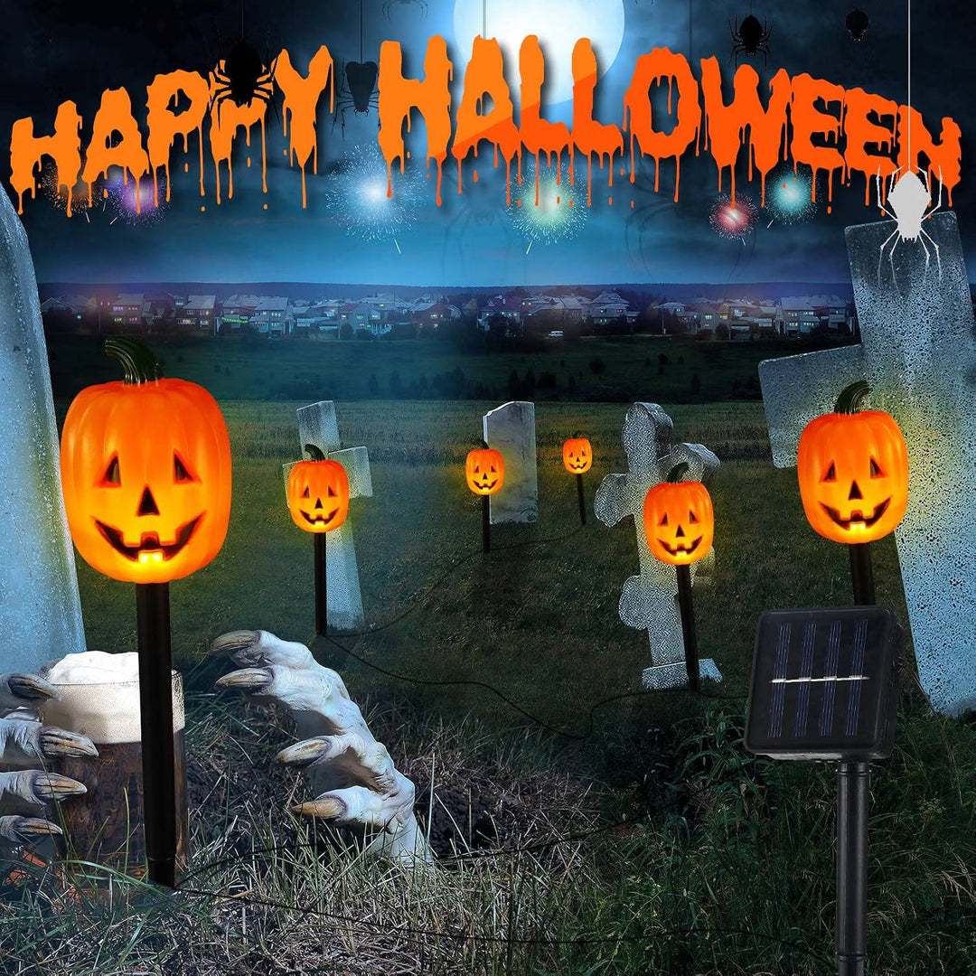 Halloween's 10 Pack Solar Pumpkin Stake Lights for Outdoor Decor