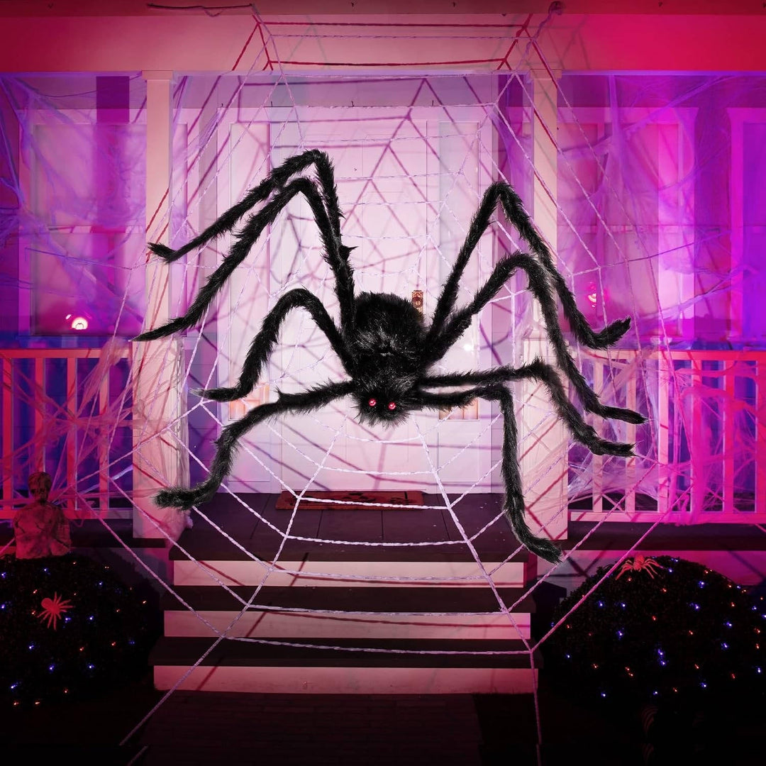 Halloween's 2 Pack 5 FT Giant Hairy Black Spider Decorations for Parties