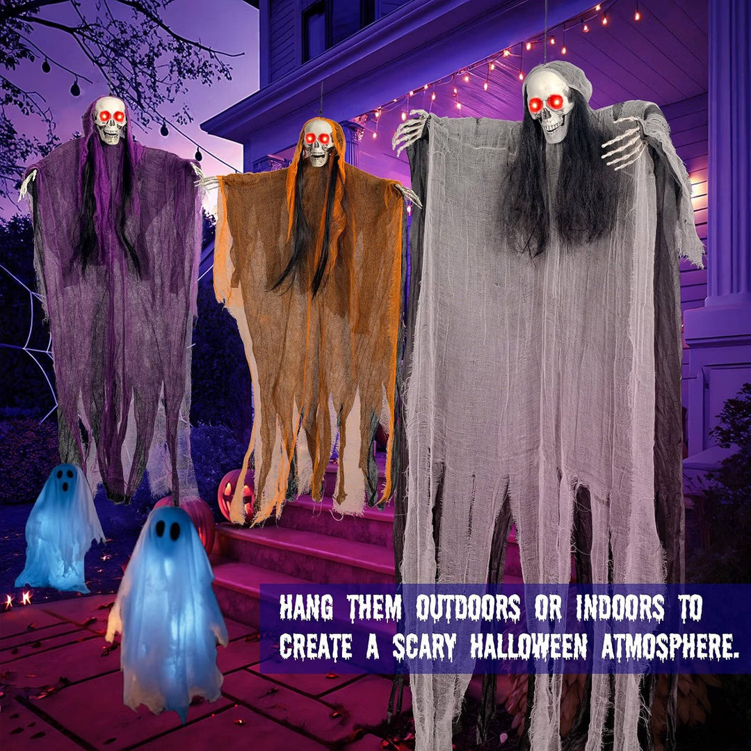 Halloween's 3 Pack Lighted Eye Skeleton Ghosts for Indoor/Outdoor Decor