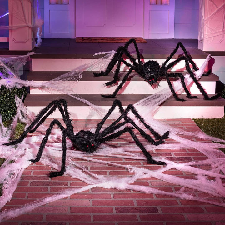 Halloween's 2 Pack 5 FT Giant Hairy Black Spider Decorations for Parties
