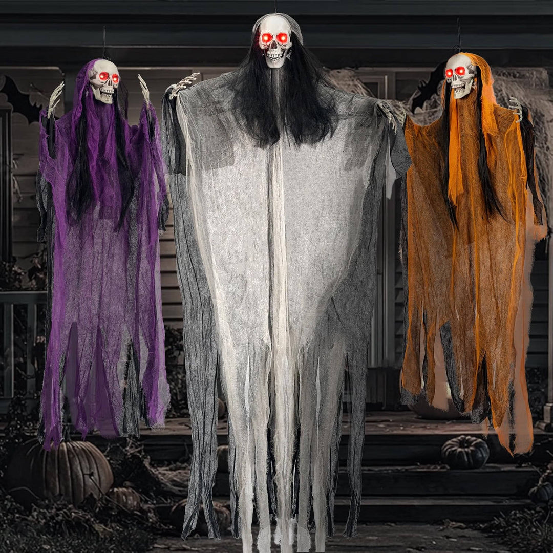 Halloween's 3 Pack Lighted Eye Skeleton Ghosts for Indoor/Outdoor Decor