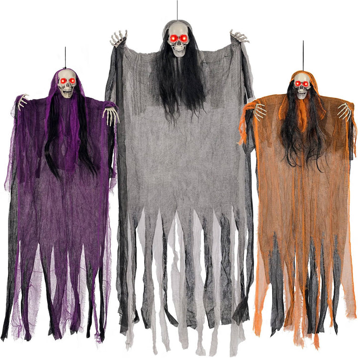 Halloween's 3 Pack Lighted Eye Skeleton Ghosts for Indoor/Outdoor Decor