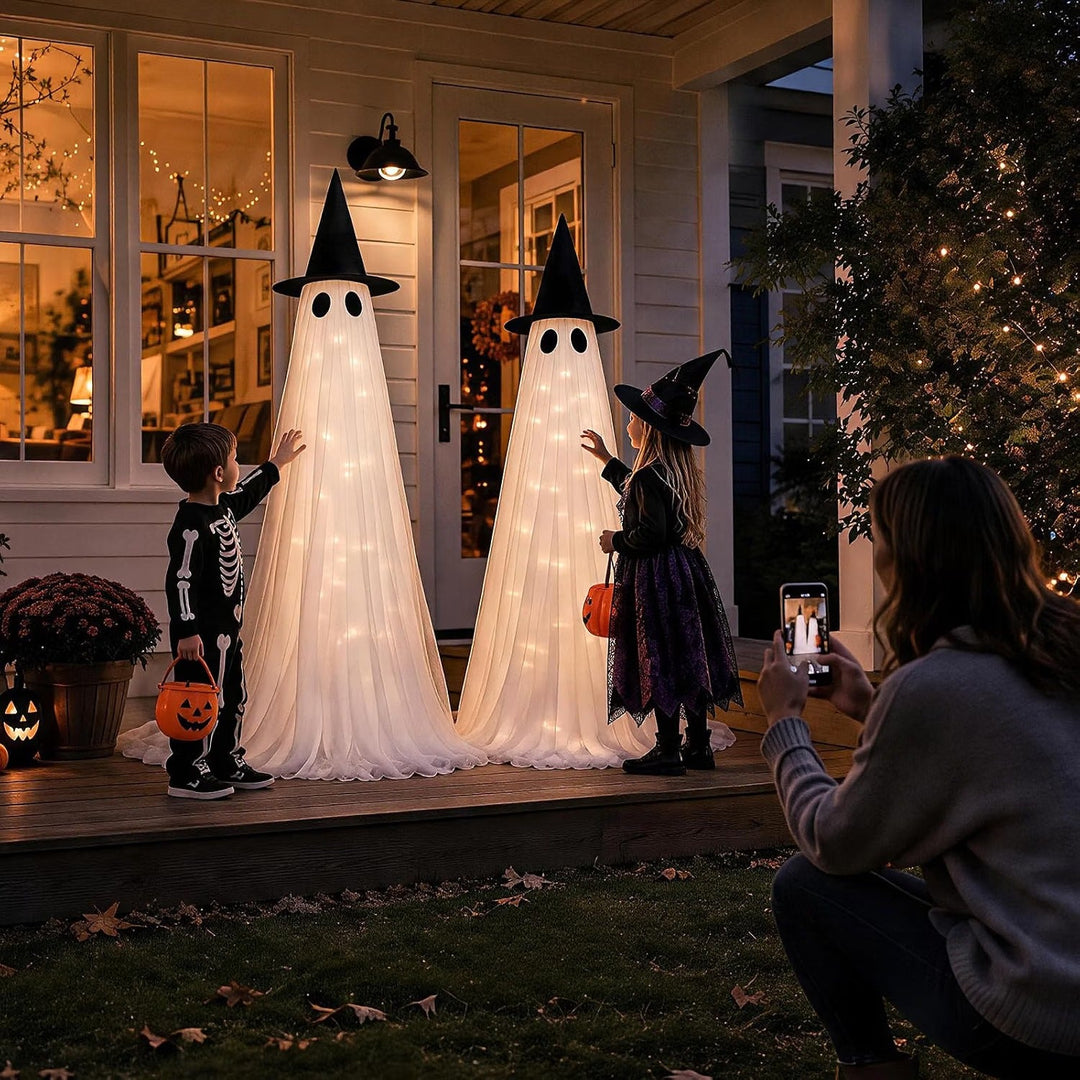 Halloween's 2 Pack 5 Ft Large Light Up Ghost Outdoor Decorations