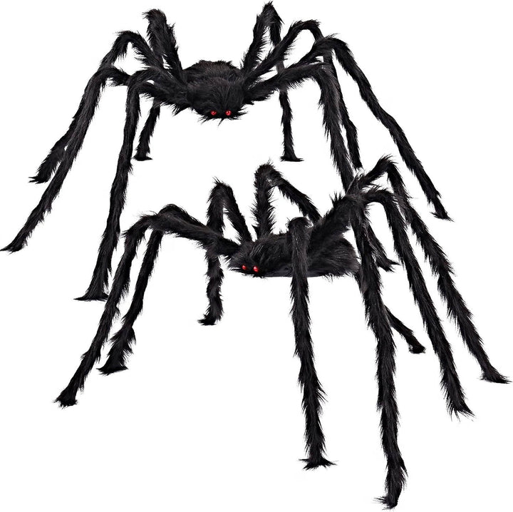 Halloween's 2 Pack 5 FT Giant Hairy Black Spider Decorations for Parties