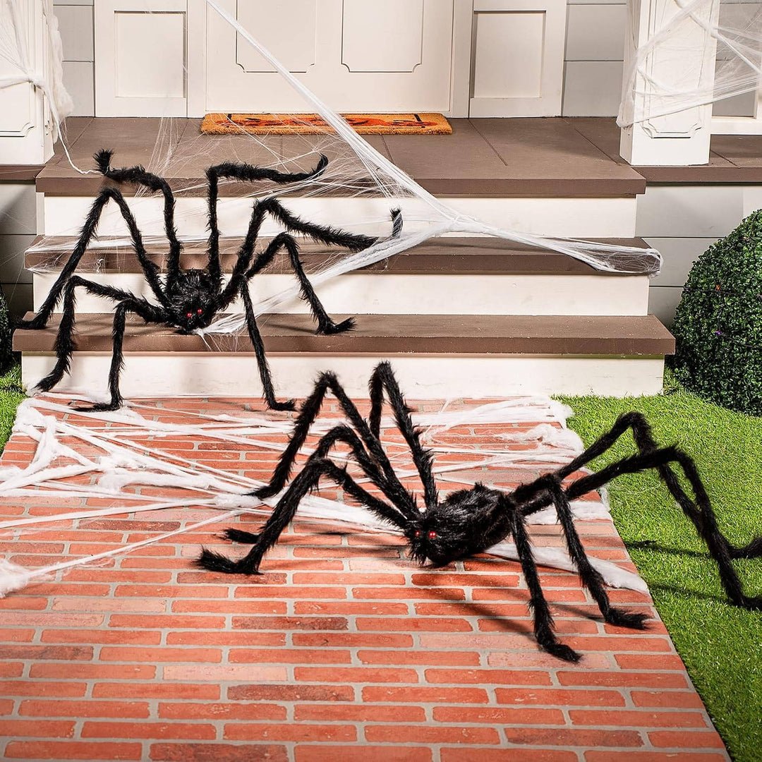 Halloween's 2 Pack 5 FT Giant Hairy Black Spider Decorations for Parties