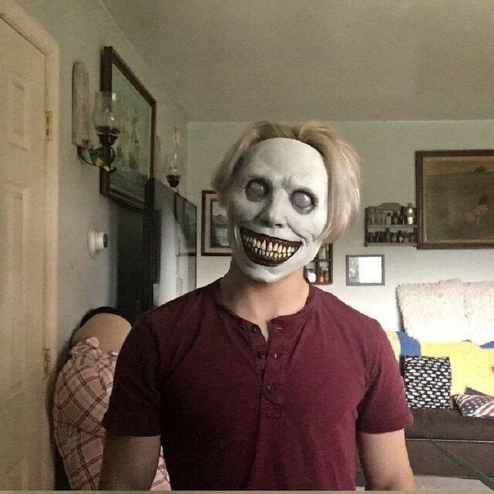 Halloween's Scary White Smiling Demon Mask for Cosplay & Costume Parties