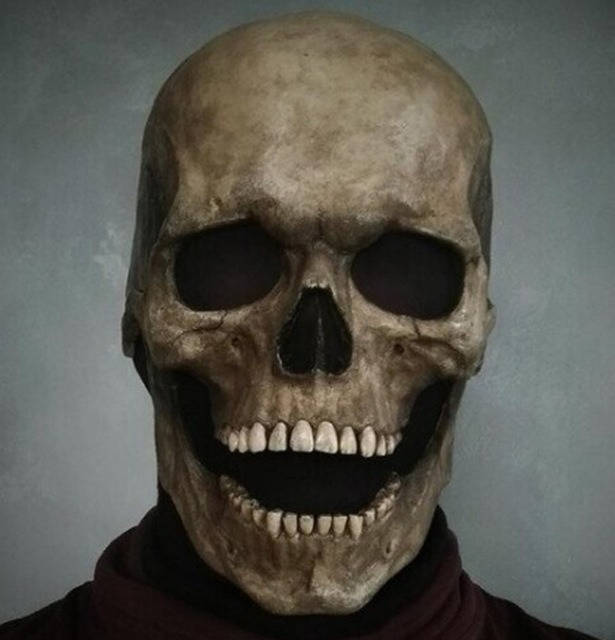 Halloween's Realistic Full Head Skull Mask with Movable Jaw