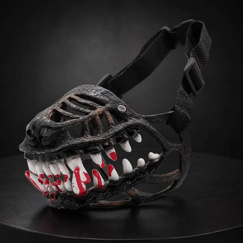 Halloween's Realistic Red Teeth Dog Muzzle with Breathable Anti-Bite Design