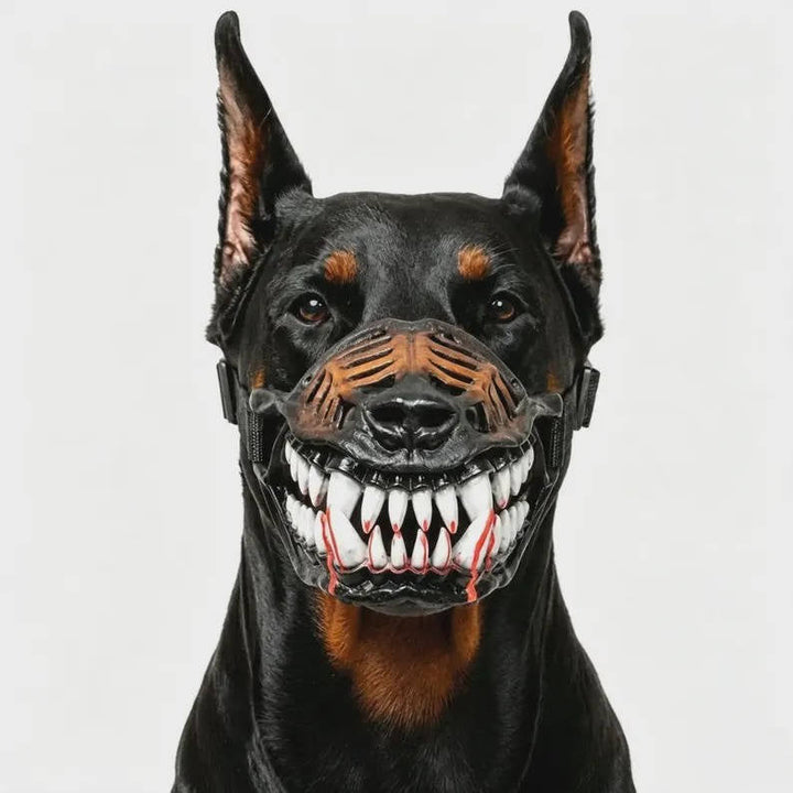 Halloween's Realistic Red Teeth Dog Muzzle with Breathable Anti-Bite Design
