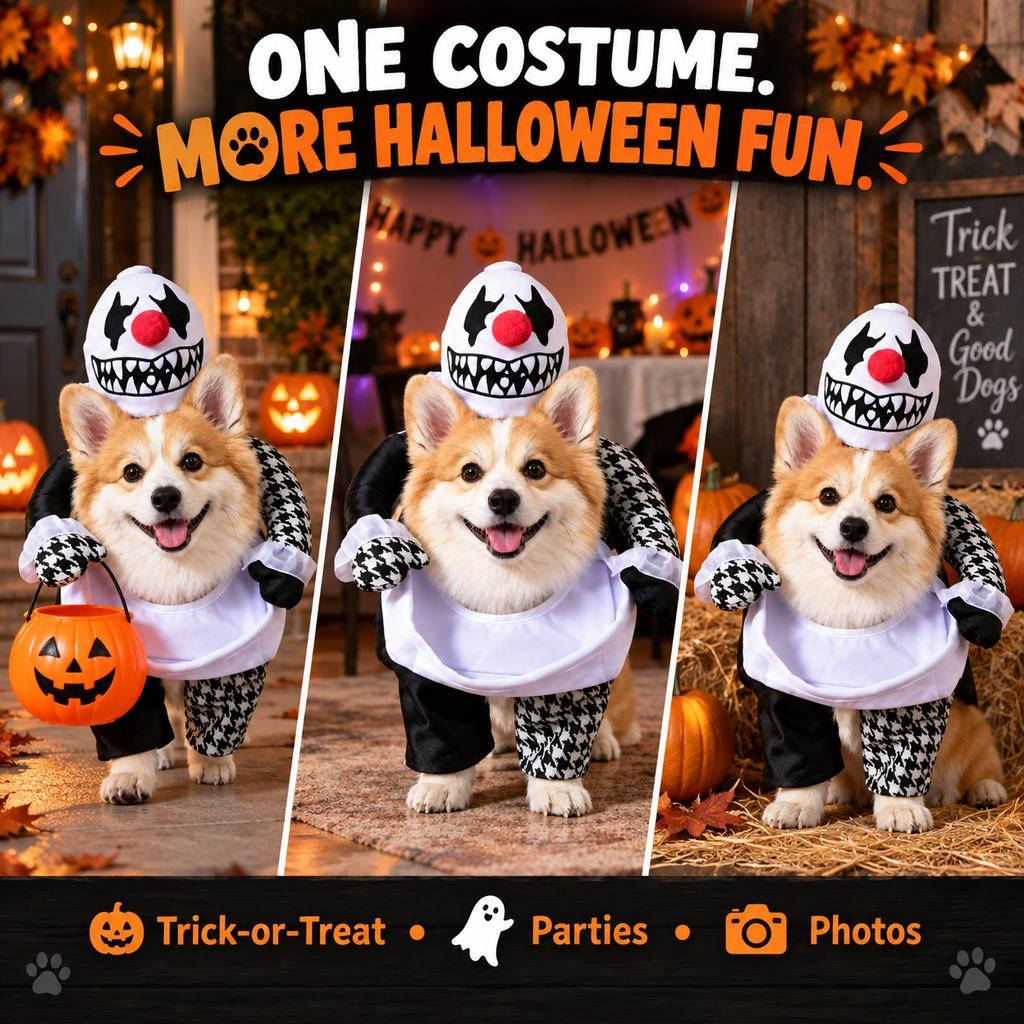 Halloween's Creepy Dog Costume with Padded Arms for Trick or Treating