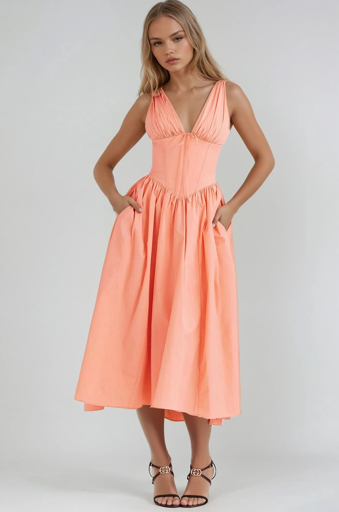 Women's Elegant Sleeveless A-Line Midi Dress