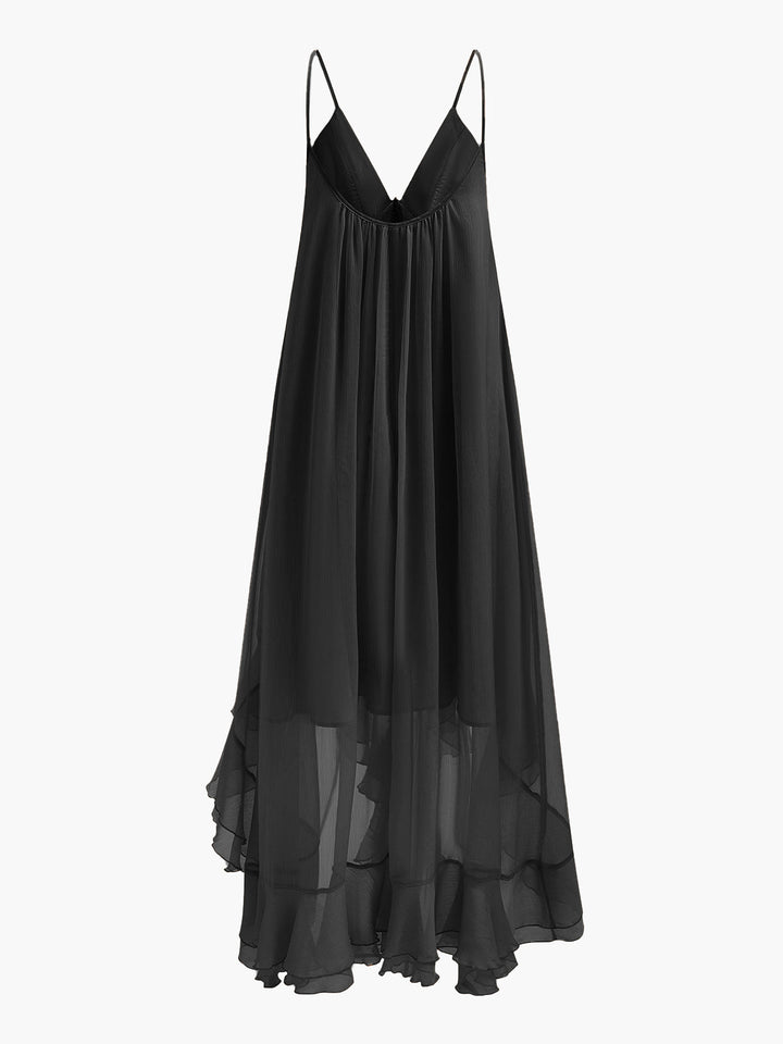 Women's Chiffon Cape Sleeve Maxi Evening Dress