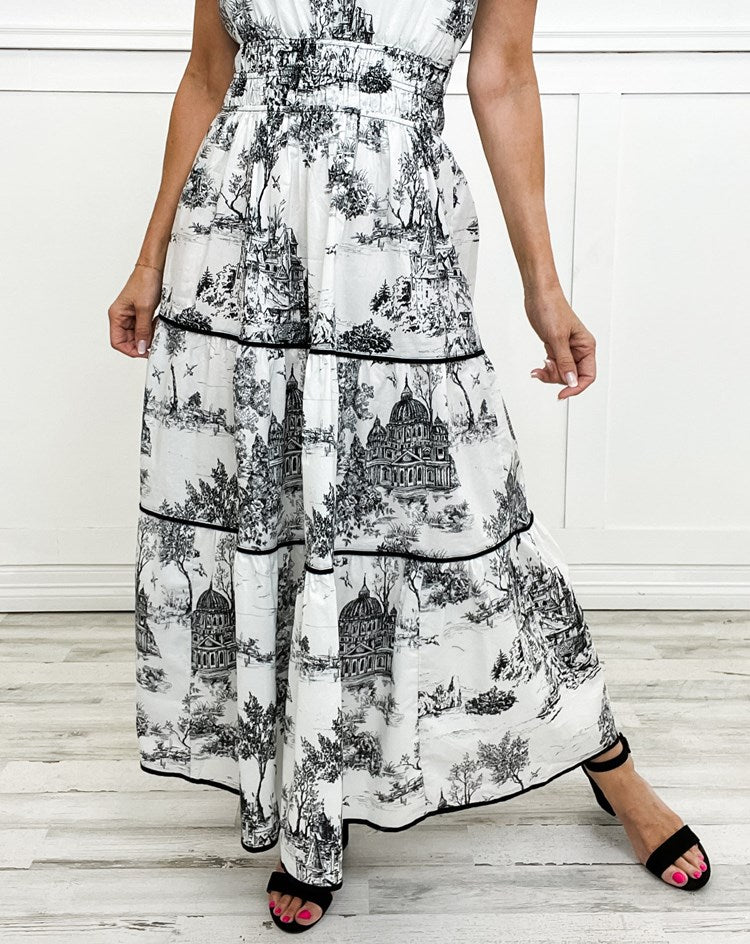 Women's Printed Tiered Maxi Dress – Casual Summer Dress