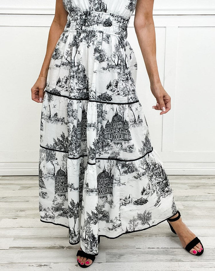 Women's Printed Tiered Maxi Dress – Casual Summer Dress