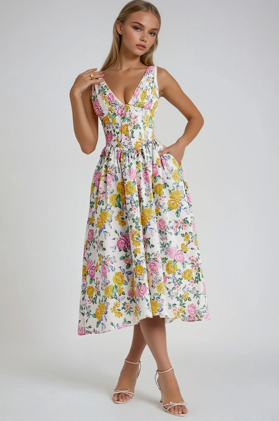 Women's Elegant Sleeveless A-Line Midi Dress