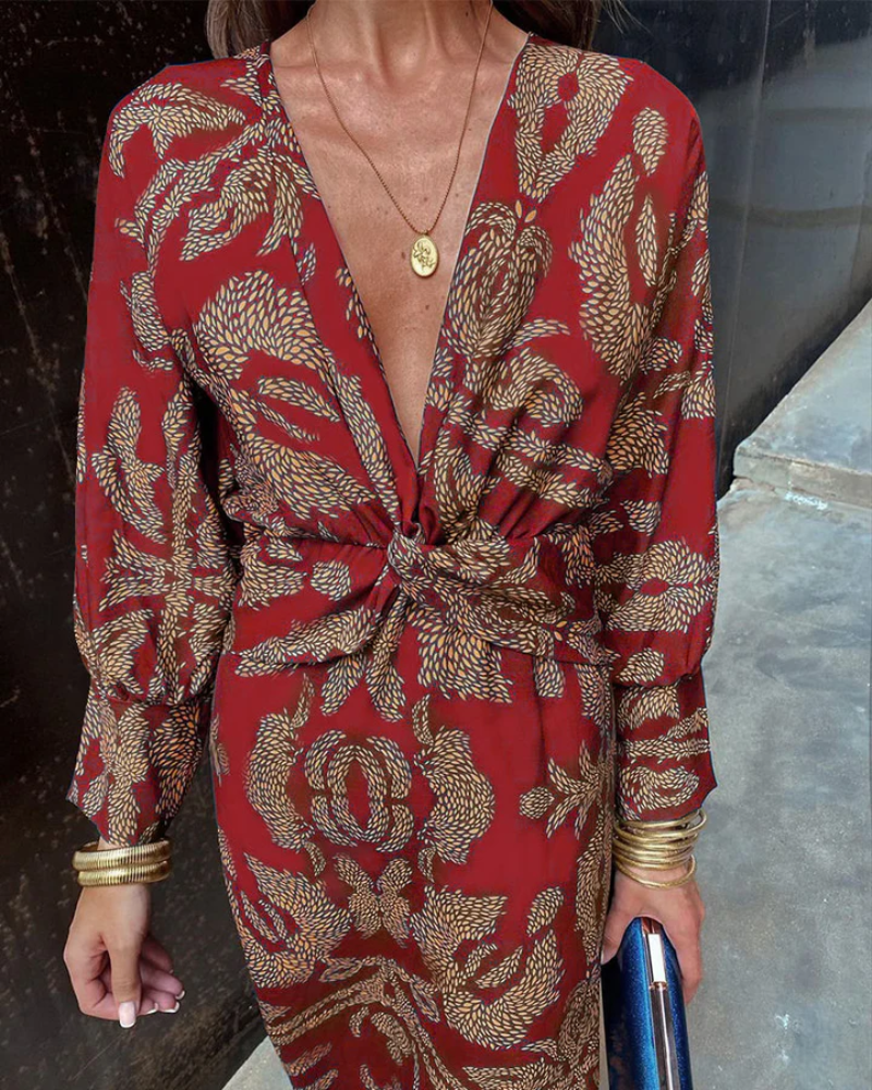 Women's Printed Belted Maxi Dress - Casual Summer Outfit