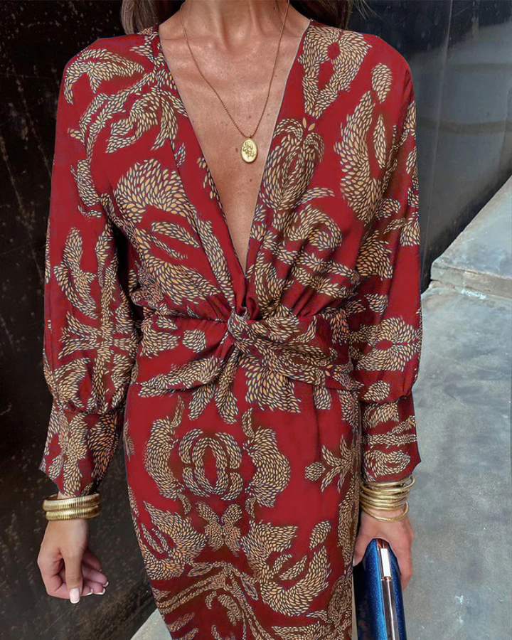Women's Printed Belted Maxi Dress - Casual Summer Outfit