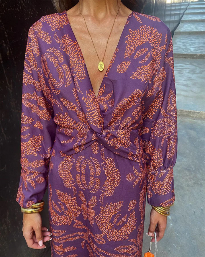 Women's Printed Belted Maxi Dress - Casual Summer Outfit