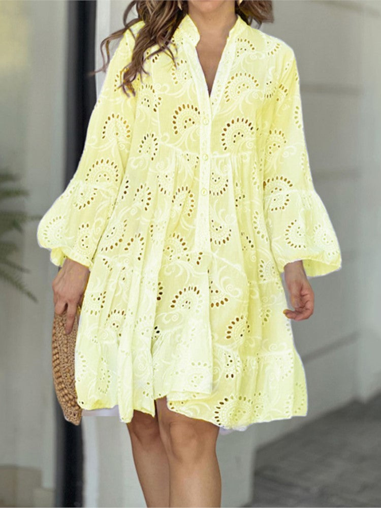 Women's Casual Balloon Sleeve Mini Dress