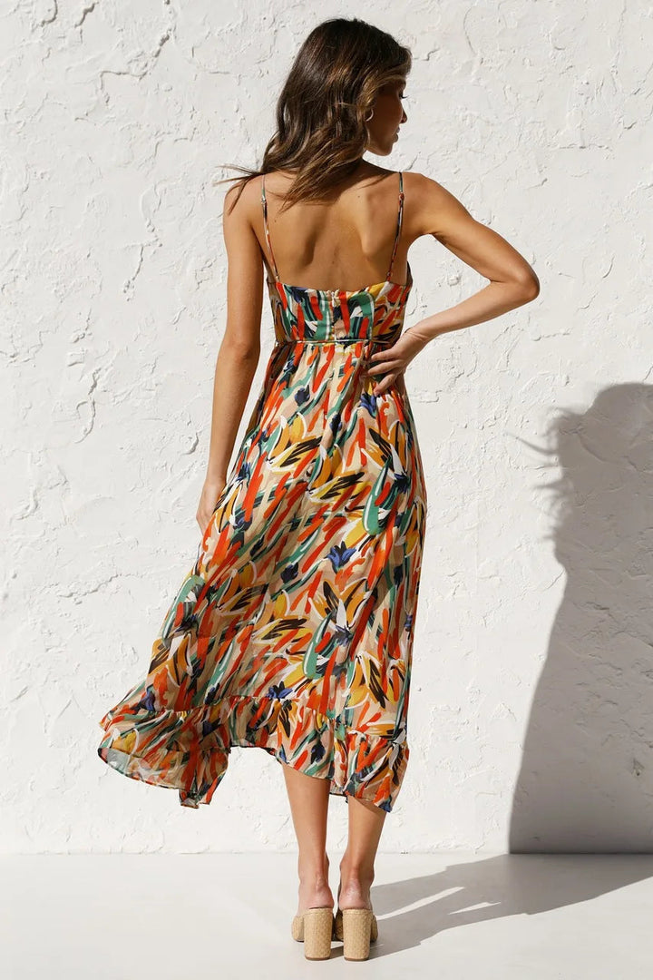 Women's Floral Spaghetti Strap Midi Dress – Summer Fashion Essential