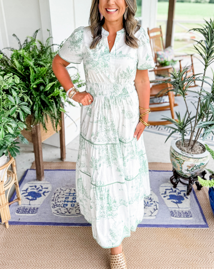 Women's Printed Tiered Maxi Dress – Casual Summer Dress