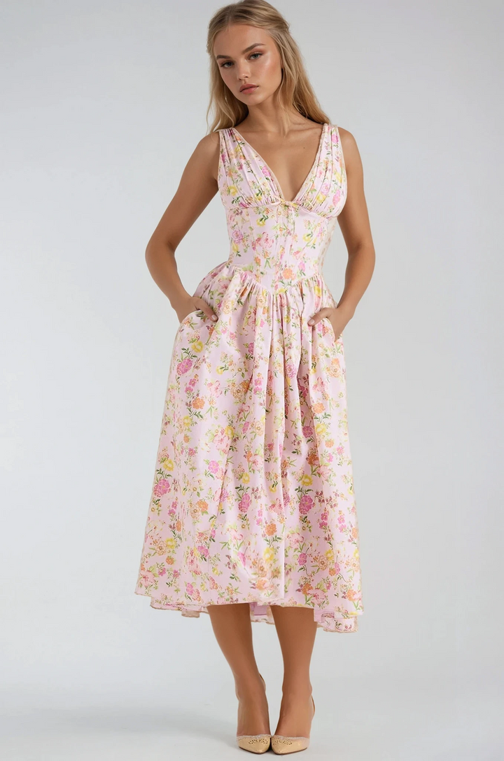 Women's Elegant Sleeveless A-Line Midi Dress