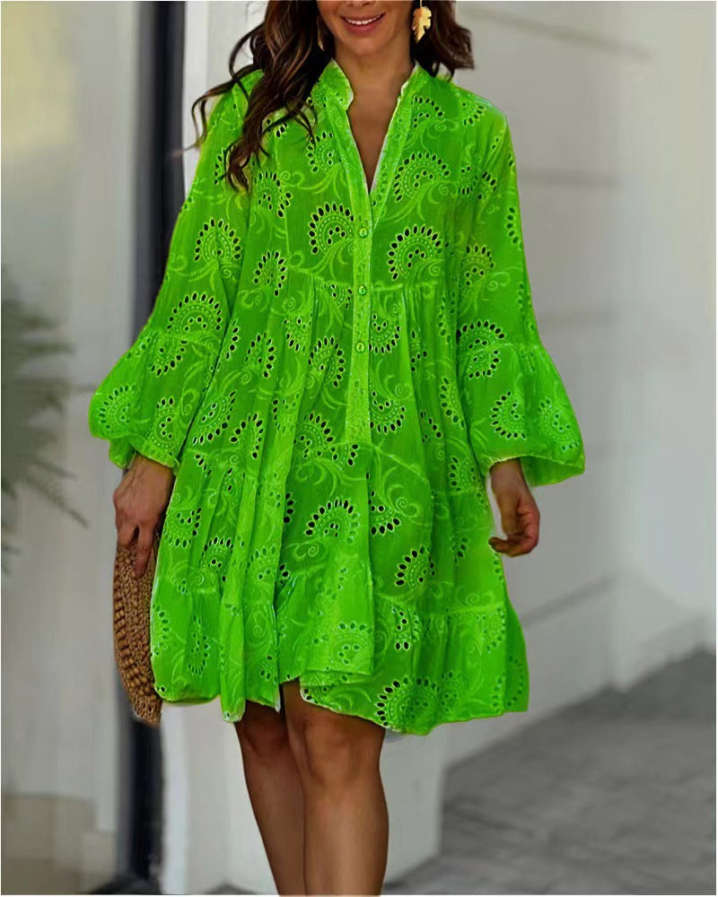 Women's Casual Balloon Sleeve Mini Dress