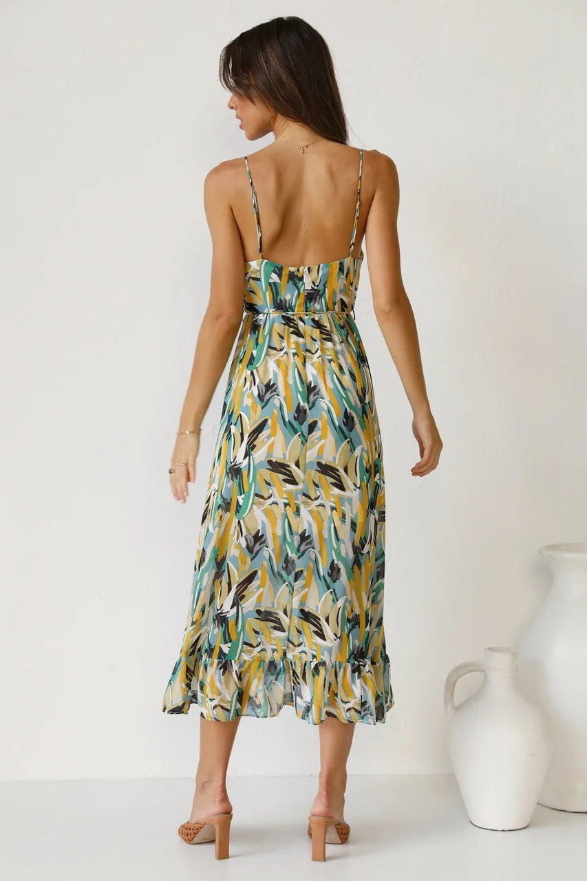 Women's Floral Spaghetti Strap Midi Dress – Summer Fashion Essential