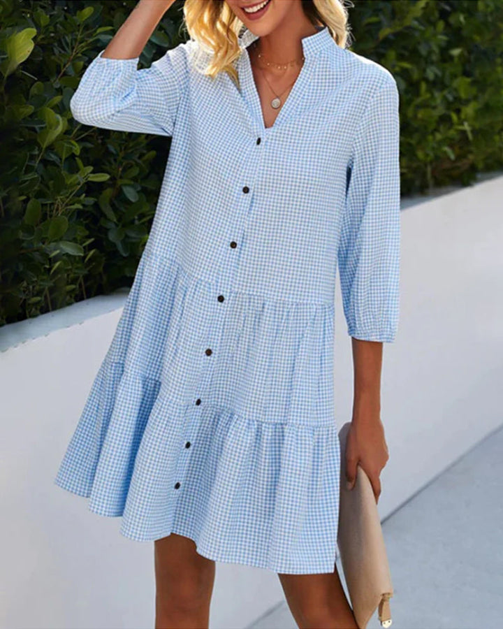 Women's Collared Ruffle Mini Dress – Casual Summer Style