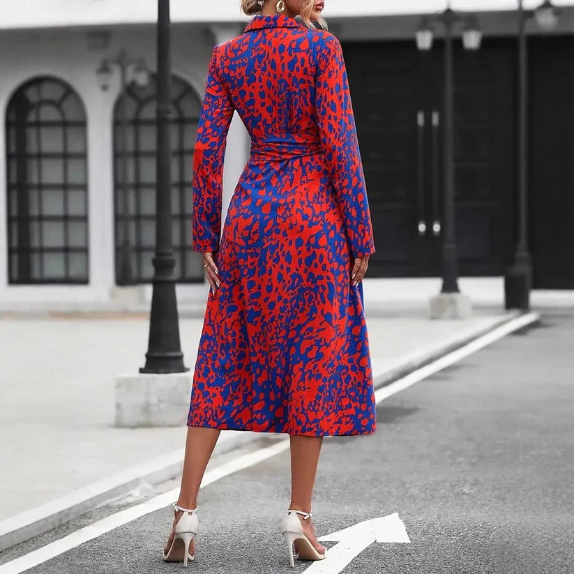 Women's Abstract Print Midi Casual Dress