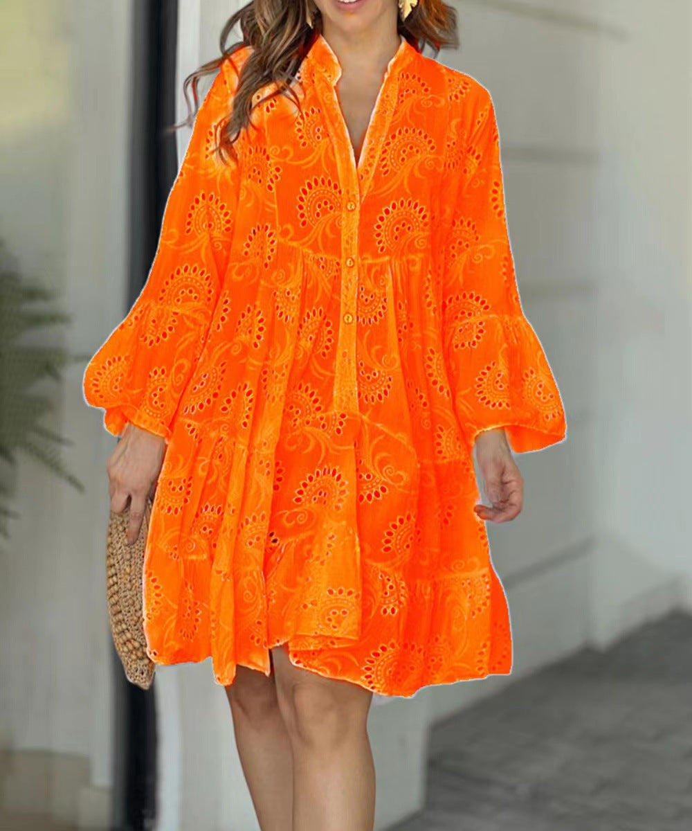 Women's Casual Balloon Sleeve Mini Dress