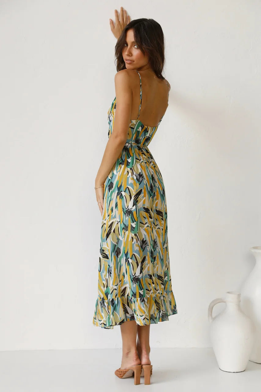 Women's Floral Spaghetti Strap Midi Dress – Summer Fashion Essential