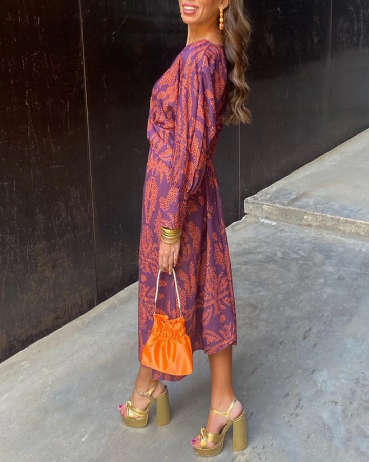 Women's Printed Belted Maxi Dress - Casual Summer Outfit
