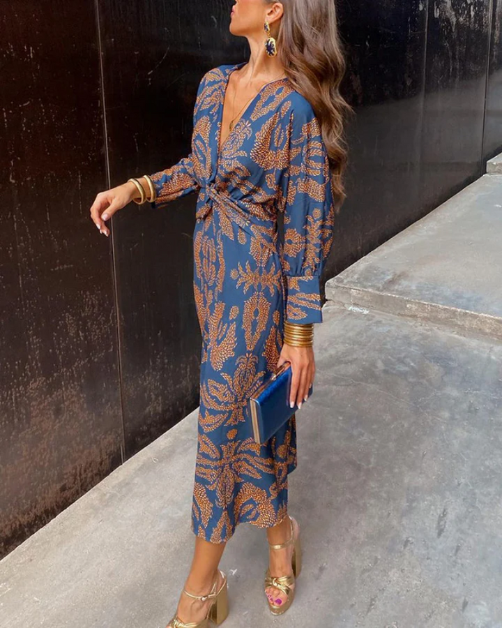 Women's Printed Belted Maxi Dress - Casual Summer Outfit
