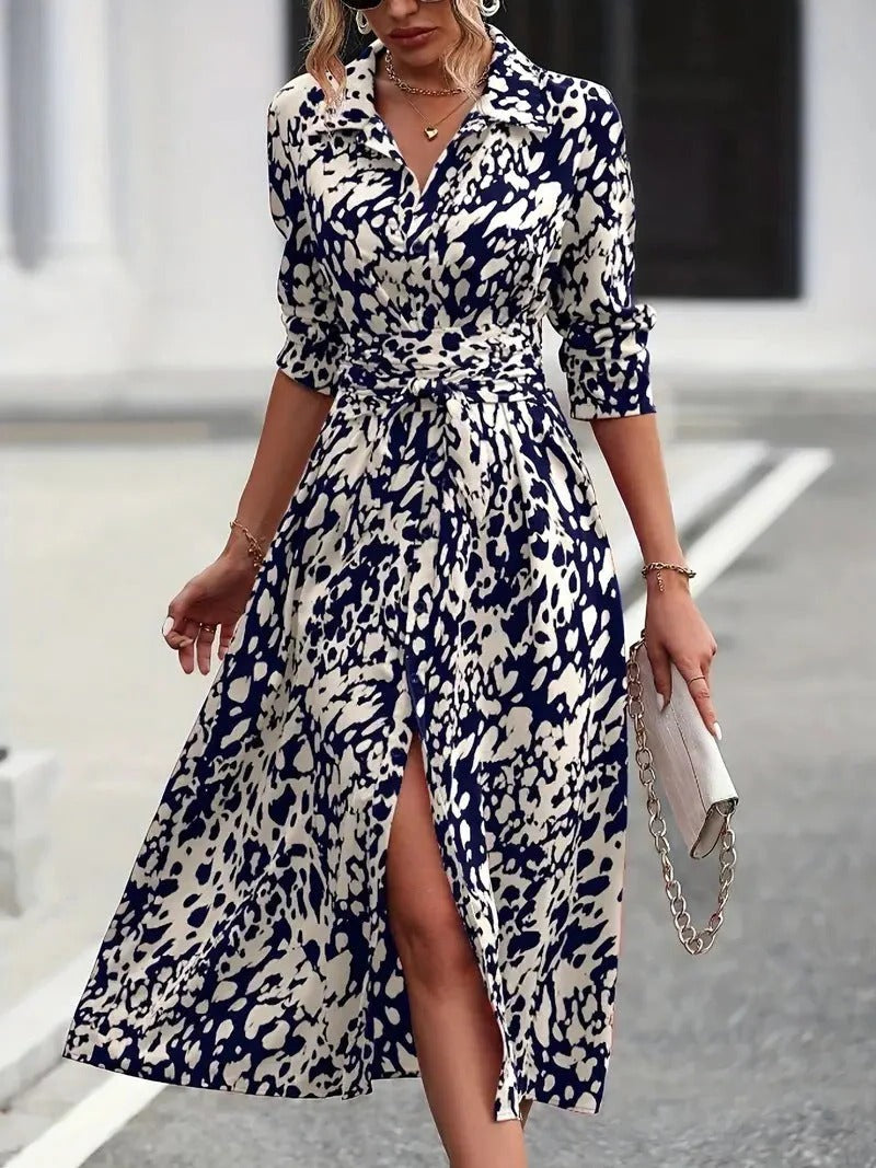 Women's Abstract Print Midi Casual Dress