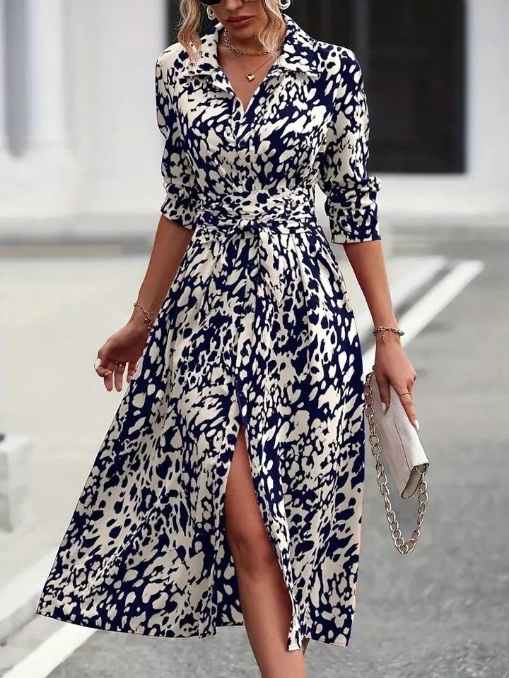 Women's Abstract Print Midi Casual Dress