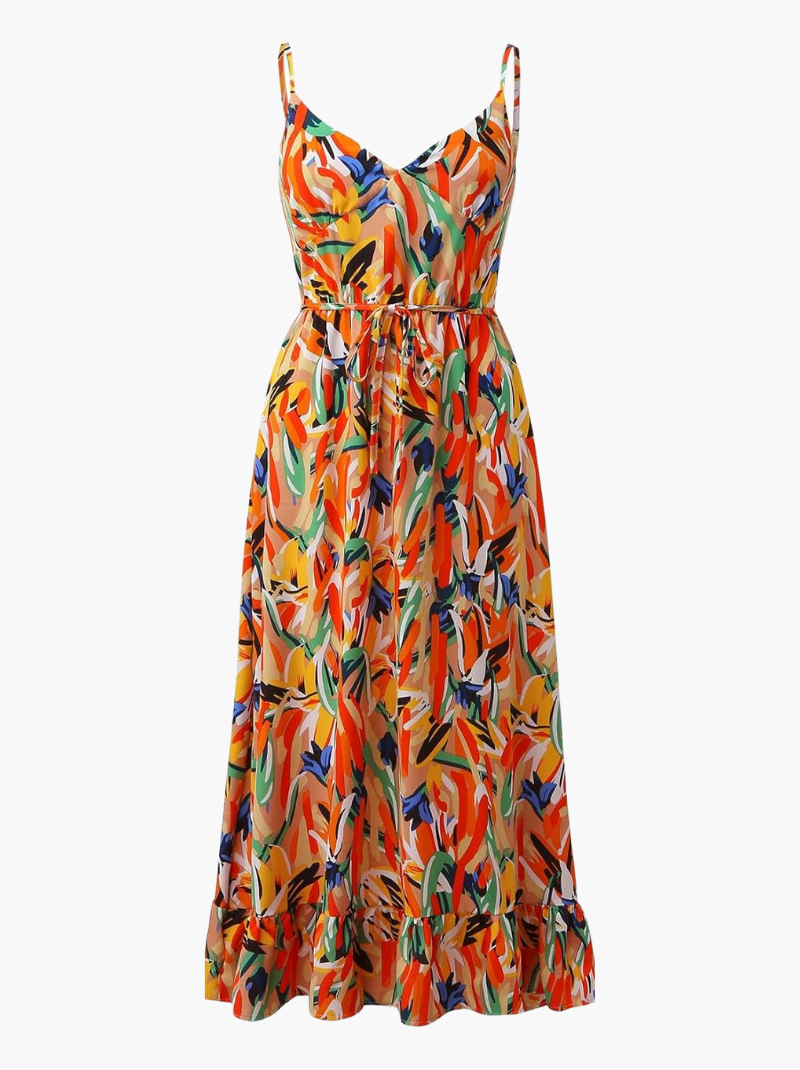 Women's Floral Spaghetti Strap Midi Dress – Summer Fashion Essential