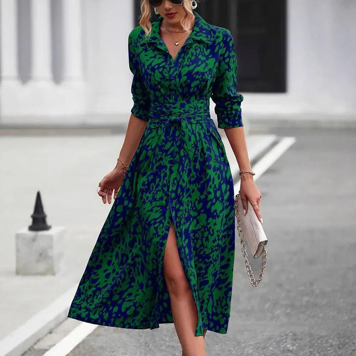 Women's Abstract Print Midi Casual Dress