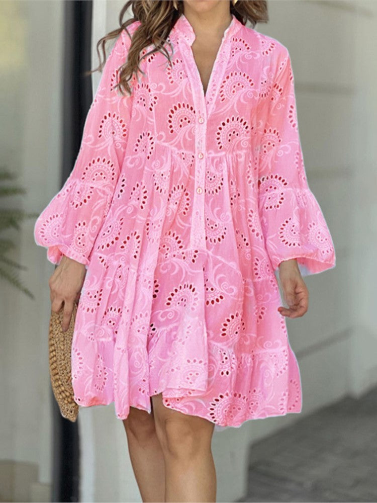 Women's Casual Balloon Sleeve Mini Dress