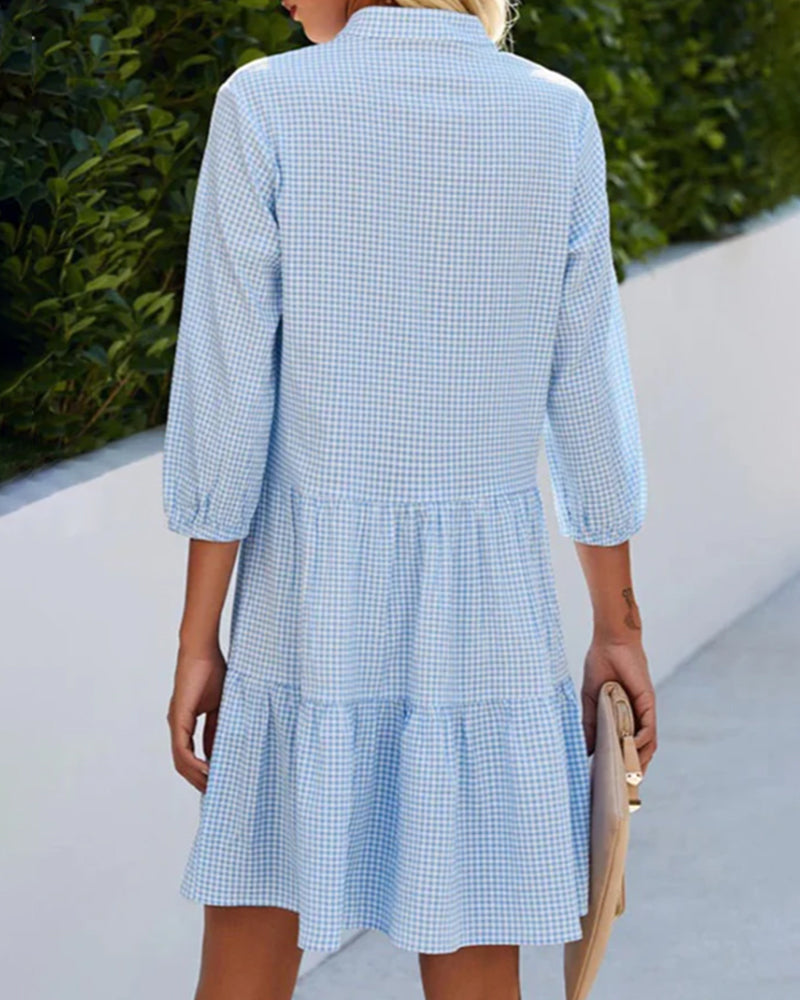 Women's Collared Ruffle Mini Dress – Casual Summer Style