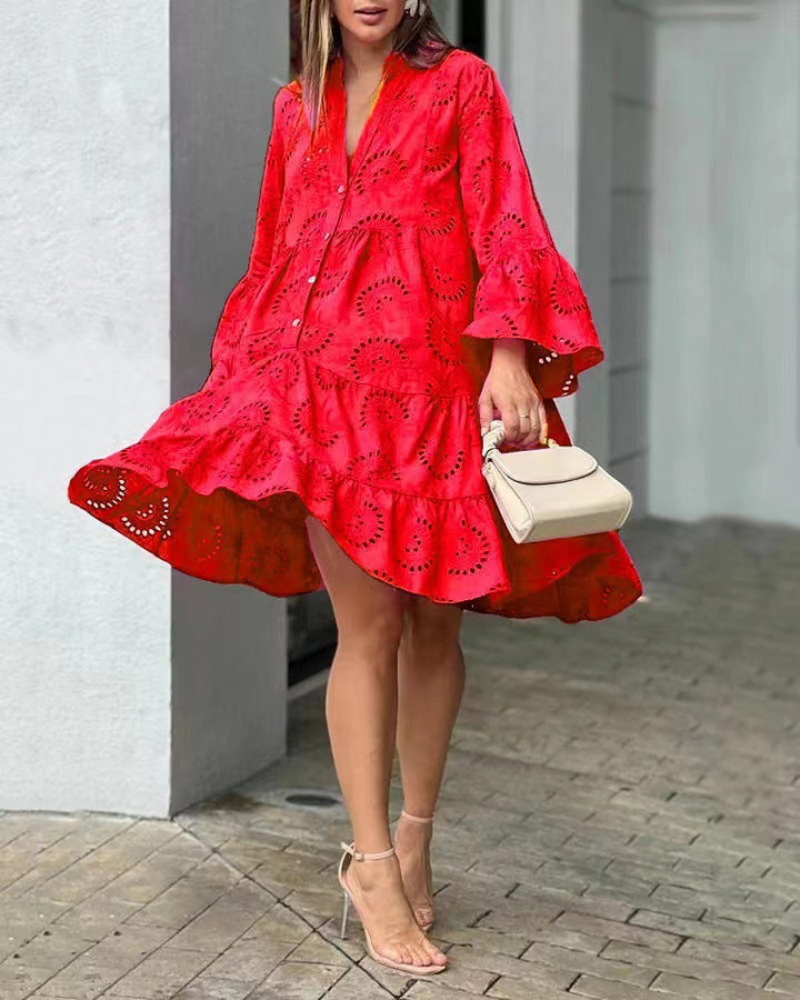 Women's Casual Balloon Sleeve Mini Dress
