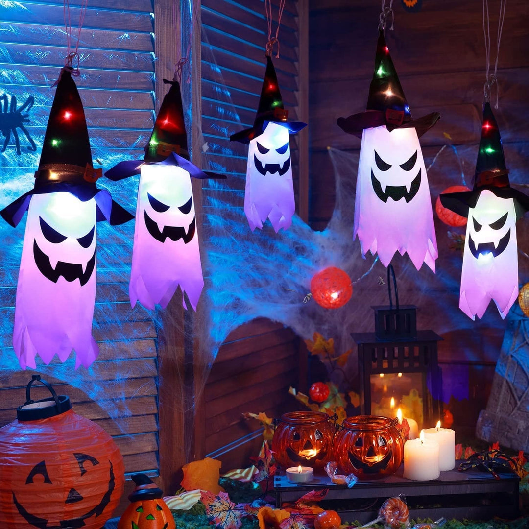 Halloween's Multicolor Ghost String Lights with Witch Hats, 9.8ft