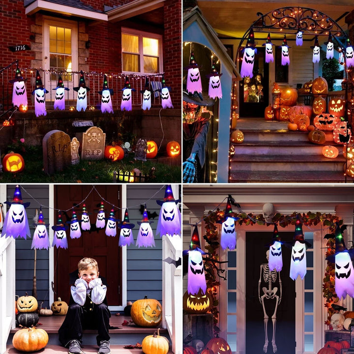 Halloween's Multicolor Ghost String Lights with Witch Hats, 9.8ft