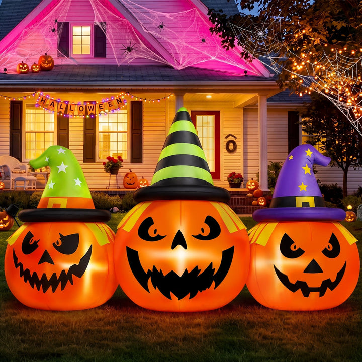 Halloween's Inflatable Pumpkin Yard Decoration with LED Lights, 6 Feet