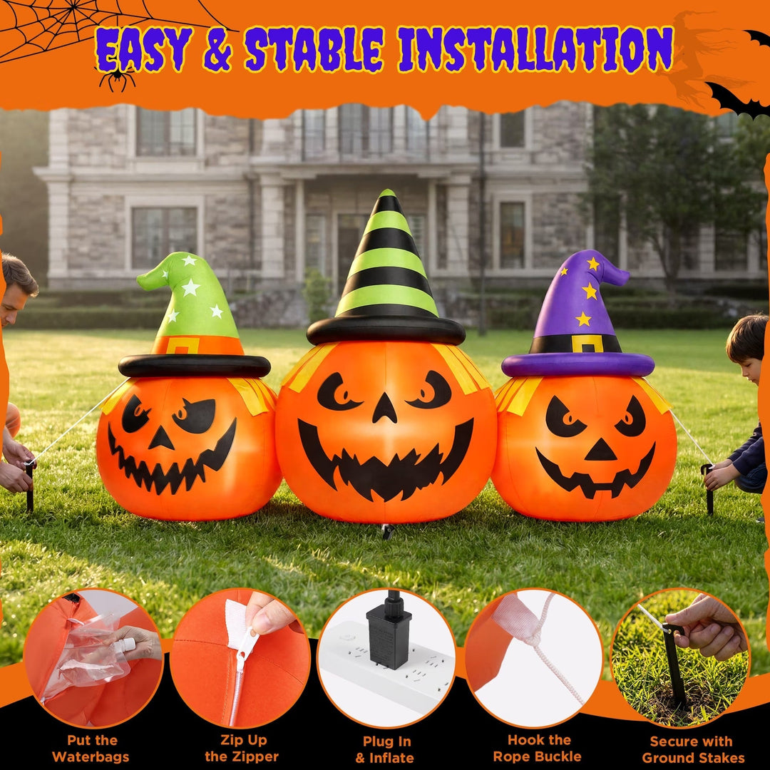 Halloween's Inflatable Pumpkin Yard Decoration with LED Lights, 6 Feet