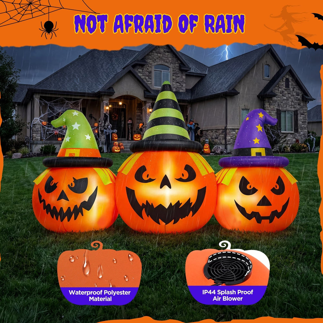 Halloween's Inflatable Pumpkin Yard Decoration with LED Lights, 6 Feet