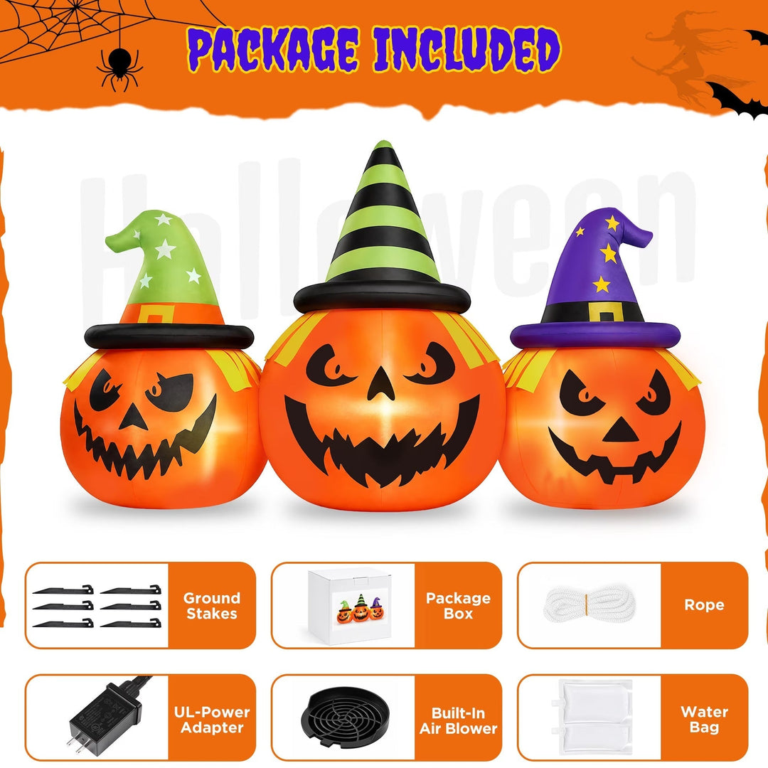 Halloween's Inflatable Pumpkin Yard Decoration with LED Lights, 6 Feet