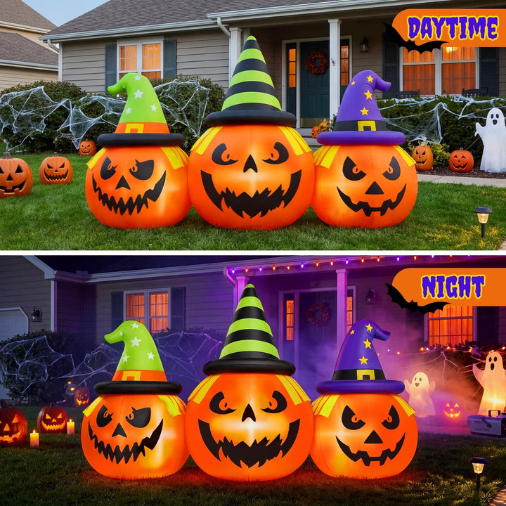 Halloween's Inflatable Pumpkin Yard Decoration with LED Lights, 6 Feet