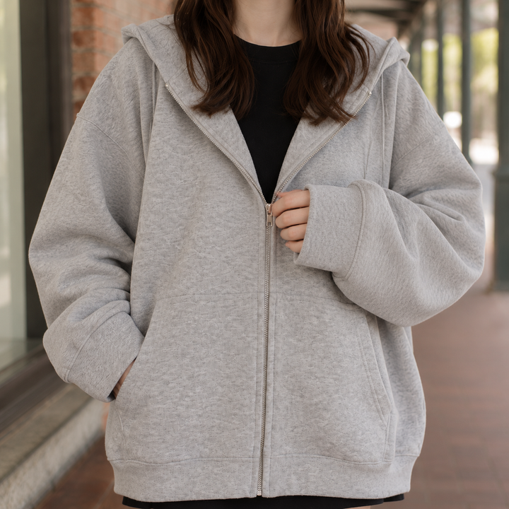 Women's Oversized Full-Zip Hoodie with Pockets