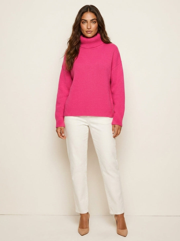 Women's Ribbed Turtleneck Sweater with Long Sleeves